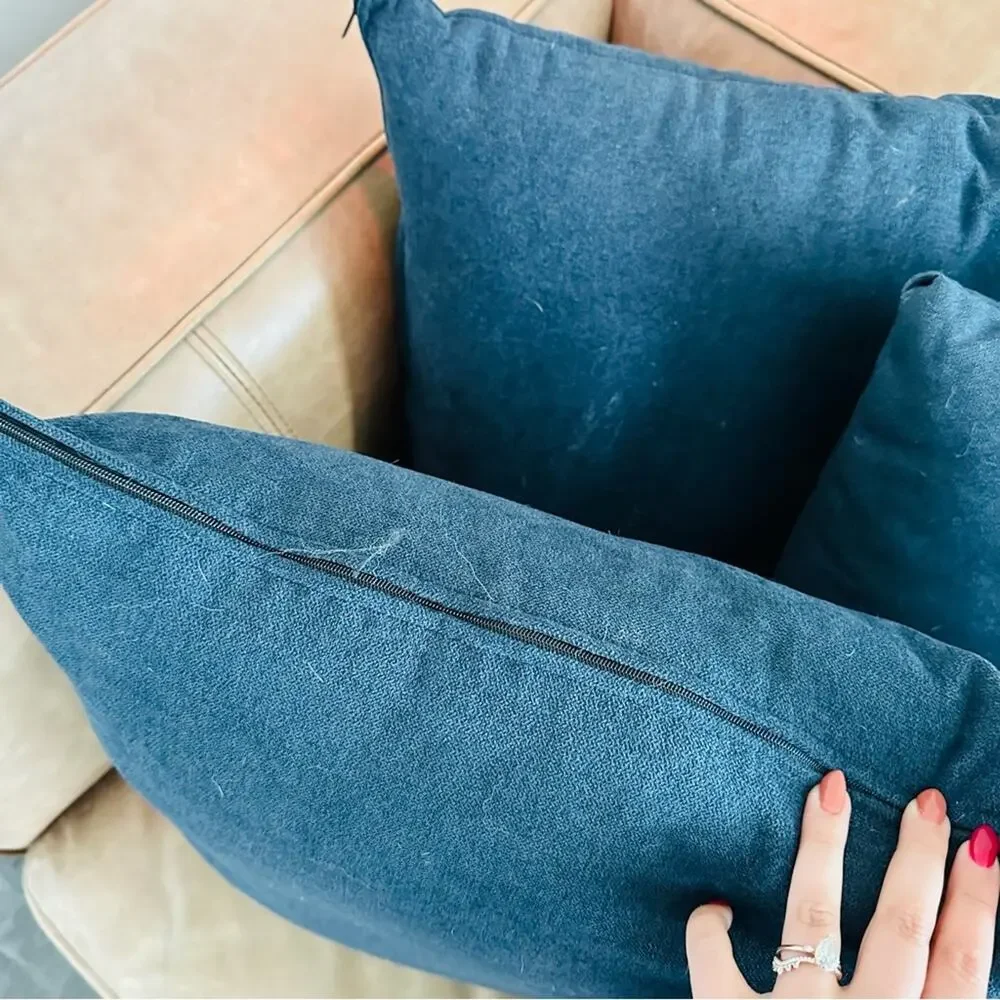 4 TARGET Washed Navy Blue Textured Accent Throw Pillow Case Sham 19